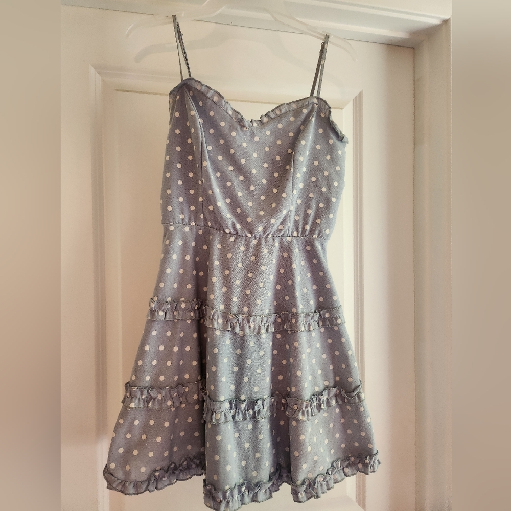 Polka dot blue jean dress